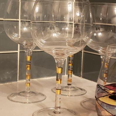 Lot 189:  Abstract Design Wine Glasses