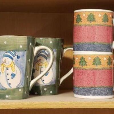 Lot 195: (2) Sets of Christmas Coffee Mugs