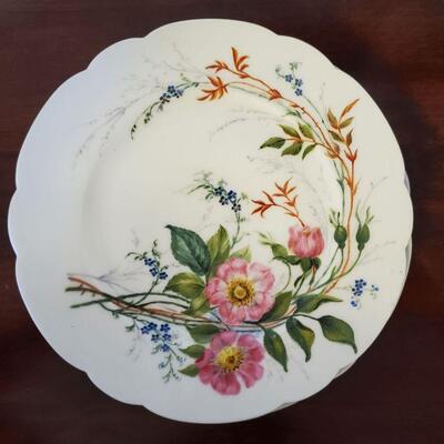 Set of 4 Haviland Limoges Handpainted Flower and Dragonfly Plates