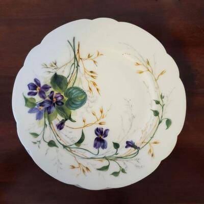 Set of 4 Haviland Limoges Handpainted Flower and Dragonfly Plates