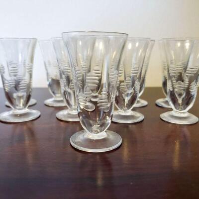 Set of 10 Crystal  Cordial Glasses with Dot Pattern