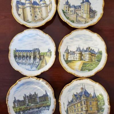Set of 6 Limoges Castle Souvenir Plates