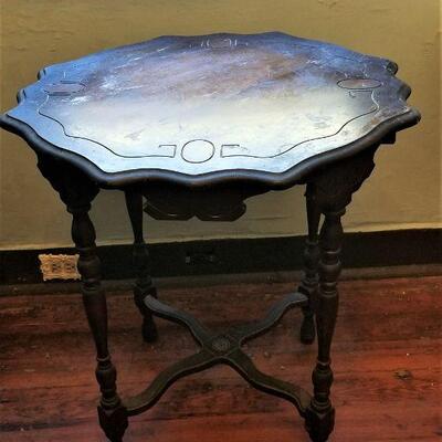 Lot #52  Antique/Vintage Parlor Table - Scalloped Edge