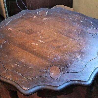 Lot #52  Antique/Vintage Parlor Table - Scalloped Edge