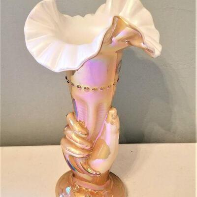 Lot #54  Fenton Hand Vase with Label