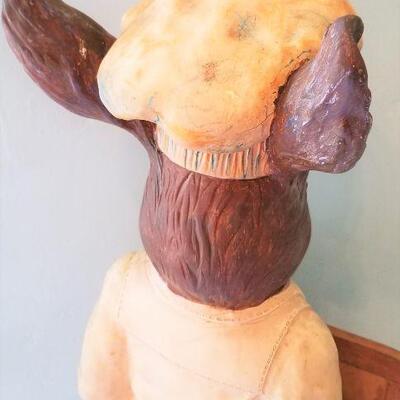 Lot #63  Resin Figure - Rabbit "Chef" holding Menu Placard