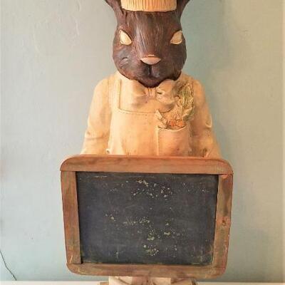 Lot #63  Resin Figure - Rabbit "Chef" holding Menu Placard