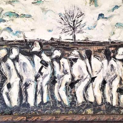 Lot #68  Original Oil on Canvas - Prisoners in the field at Angola