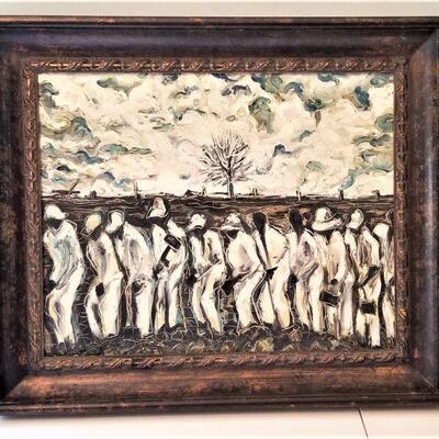Lot #68  Original Oil on Canvas - Prisoners in the field at Angola