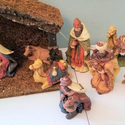 Lot #72  Creche with Bisque porcelain Figures - 16 pieces