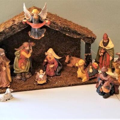 Lot #72  Creche with Bisque porcelain Figures - 16 pieces
