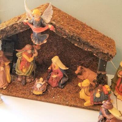 Lot #72  Creche with Bisque porcelain Figures - 16 pieces