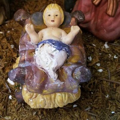 Lot #72  Creche with Bisque porcelain Figures - 16 pieces