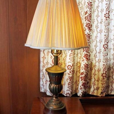 Vintage Metal Lamp with Wooden Base