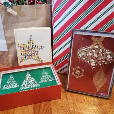 LOT 226: Wrapping Paper, Tissue, Bows, Bags & Christmas Card lot