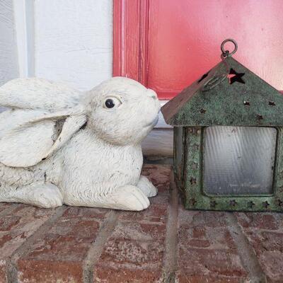 Lot 228: Garden Lantern and Bunny Deco