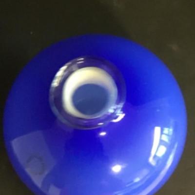 C - 495: Blue Signed Murano Glass Bottle 