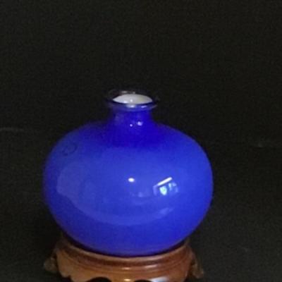 C - 495: Blue Signed Murano Glass Bottle 