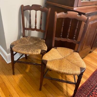 C - 517: Pair of Antique Rush Seat Chairs 