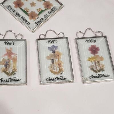 Lot 241: Pressed Flowers Glass Christmas Ornaments
