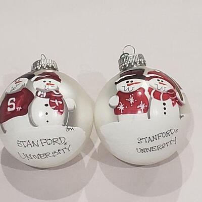 Lot 259: Handpainted Stanford University Glass Christmas Ornaments 