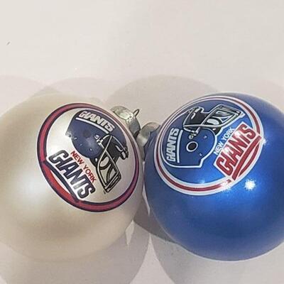 Lot 260: Vintage New York Giants Glass Christmas Ornaments 