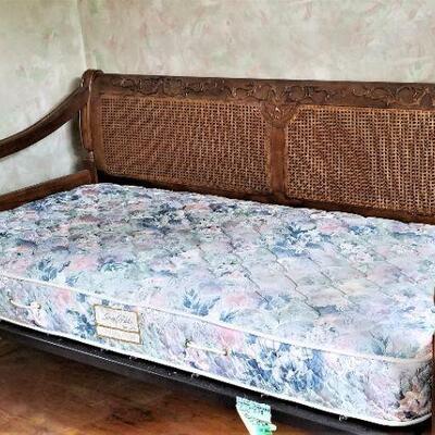 Lot #82  Plantation style Day Bed with Caned Back - Sear Mattress