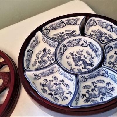 Lot #83  Contemporary Blue/White sectional dish set in the Asian Style - pierced cover