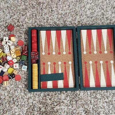 Lot 286: Backgammon & Assorted Game Pieces & Dice