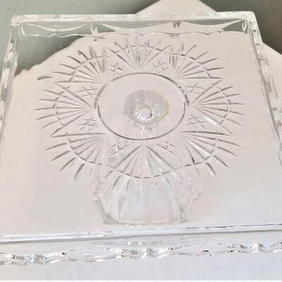 Lot #87 Very Attractive Crystal Cake Plate on Stand - Square
