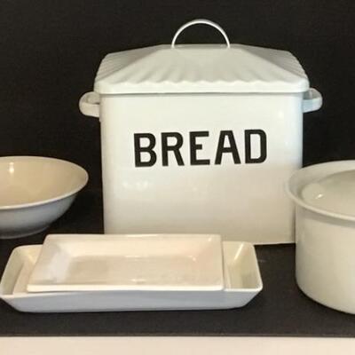 D - 612  Enamelware Bread Box & Serving Essentials 