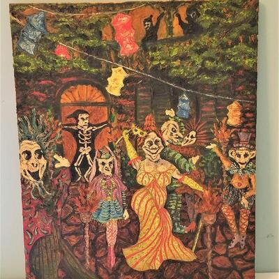 Lot #96  Oil on Canvas dated 2001 - "Wire-Tapped Soiree"
