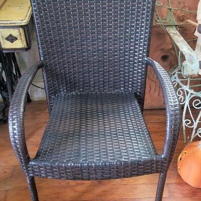 Lot #97  Pair of Indoor/outdoor arm chairs - navy blue