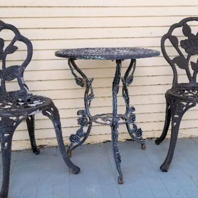 Lot #98  Three Piece Cast Iron Bistro Set