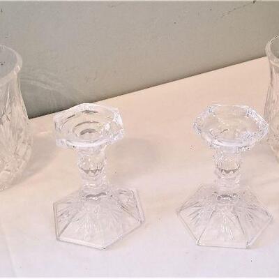 Lot #99  Nice Pair of Crystal Hurricane Candle Lamps