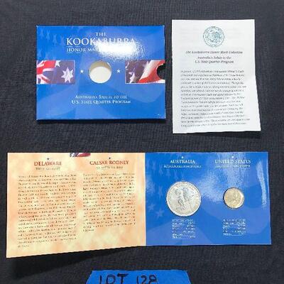 Lot 128 - The Kookaburra Honor Mark Collection Coins (Australian Honor Mark and the Delaware State Quarter)
