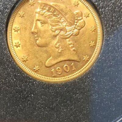 Lot 133 - U.S. 1901 $5 Gold Coin