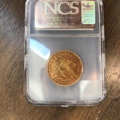 Lot 135 - Certified as Genuine 1901 Gold $10 Coin 