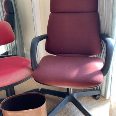 Lot 3U. Pair of office chairs, one trash can--$30
