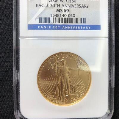 Lot 137 - MS69 $50 Gold Eagle Coin (MS69 2006 $50 Gold Eagle)