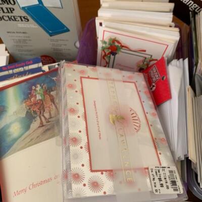 Lot 9U. Envelopes, stationery, postcards, photo albums, logs, pens, highlighters, notebooks, address books, Christmas cards, notepads,...