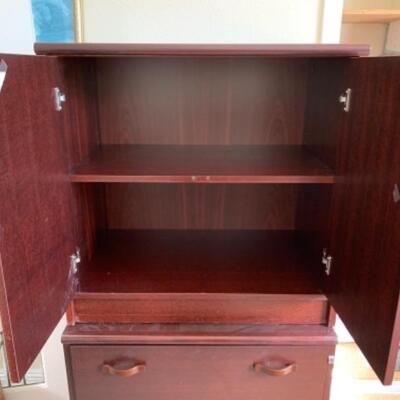 Lot 17U. Office cabinet with drawers, two pieces, 29â€ wide, 18.5â€ deep and 51.5â€ high--$35