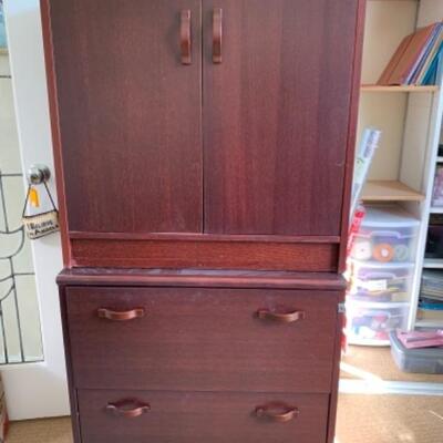 Lot 17U. Office cabinet with drawers, two pieces, 29â€ wide, 18.5â€ deep and 51.5â€ high--$35