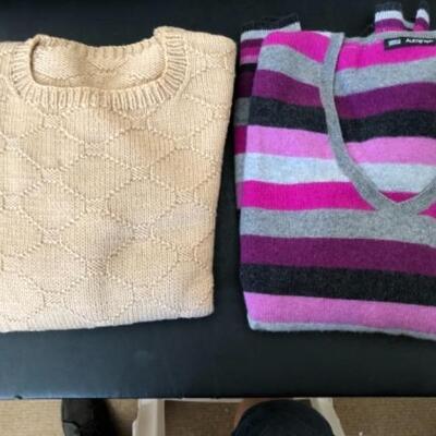 Lot 25U. Seven cashmere sweaters (2 menâ€™s); 5 womenâ€™s size large--$100 