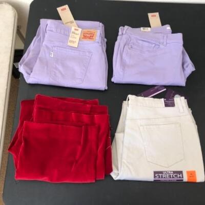 Lot 28U. Five pairs of womenâ€™s Leviâ€™s, various styles, sizes 14 and 16--$45