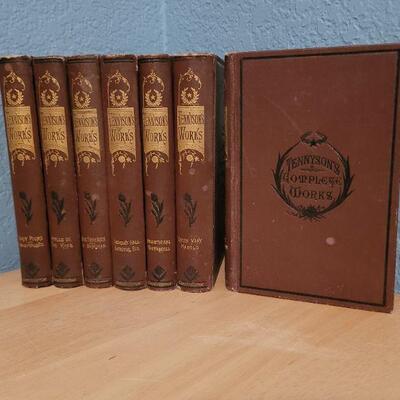 Lot #341: Antique 1881 Full Set of (7) THE WORKS OF ALFRED TENNYSON Hardback Cabinet Edition  Literature Collection 