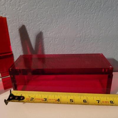 Lot #345: Assortment of Office / Work Desk Items feat. MAGNETIC TOP CLEAR RED BOX