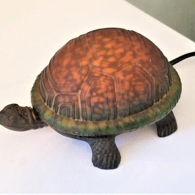Lot #102  Turtle Lamp with Glass "Shell" shade