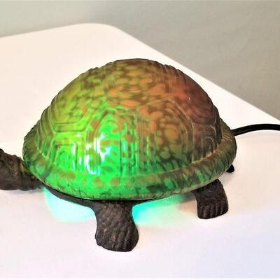 Lot #102  Turtle Lamp with Glass "Shell" shade