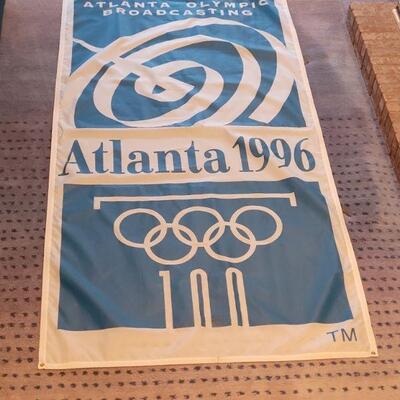 Lot #351: RARE (4 foot x 8 foot) 1996 Atlanta Olympic Broadcasting Banner Flag 